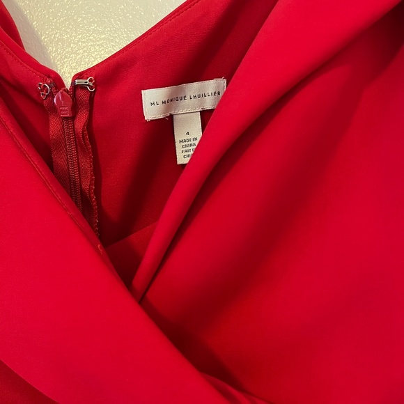 ML Monique Lhuillier Off-The-Shoulder Side Slit Crepe Gown - Picture 3 of 9